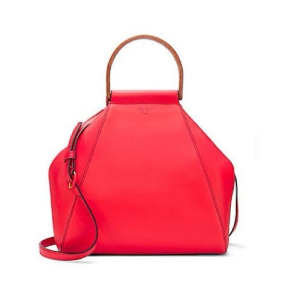 Tory Burch Half Moon Top Handle Bamboo Satchel 2 Way Crossbody Bag Purse - Picture 2 of 12